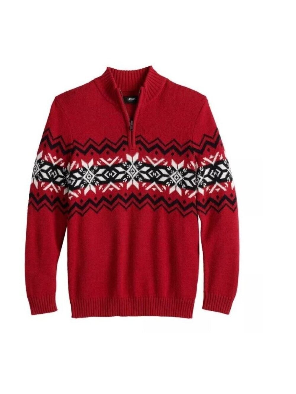 Urban Pipeline Christmas Sweater S Boys Red Argyle Long Sleeve Zip Neck